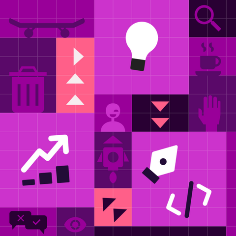 Iterate - En illustrasjon av metoden &quot;idea, build, learn&quot;.